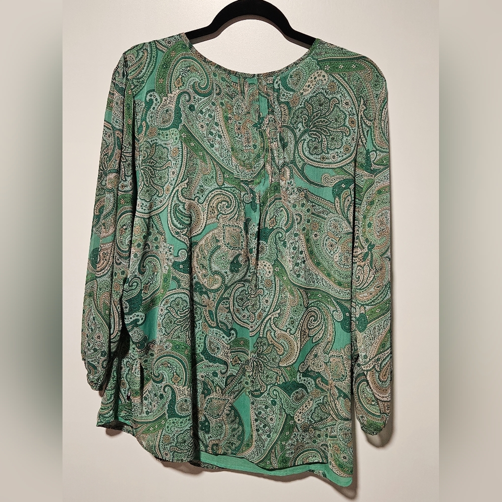 Tommy Hilfiger Pintuck Pleat Paisley Blouse Size 2X - Picture 4 of 15